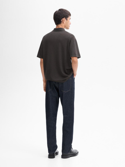 Massimo Dutti Поло из смесовой шерсти с воротником поло и короткими рукавами, серый