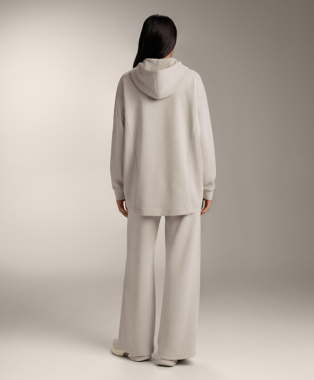 OYSHO Широкие прямые брюки с ребристой отделкой по бокам и ворсистым модалом, серо-коричневый