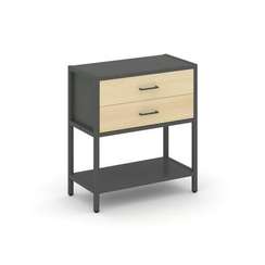 Shelf System Односекционный стеллаж двухярусный с ящиками SN.STM-212 Антрацит/Акация Лорка/Металл Ан