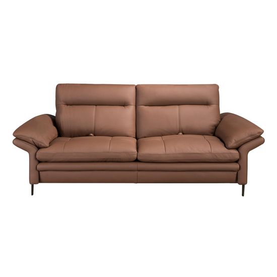 Коричневый кожаный 3-местный диван модель 6242