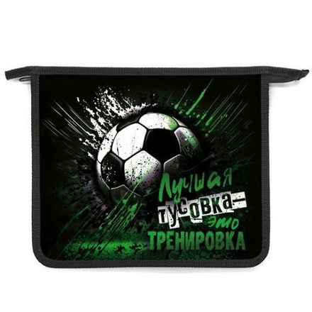 Папка для тетрадей 1 отделение А5 на молнии Оникс, пластик Футбольный лозунг