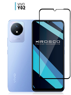 Защитное стекло ROSCO для Vivo Y02 (арт. VV-Y02-FSP-GLASS-BLACK )