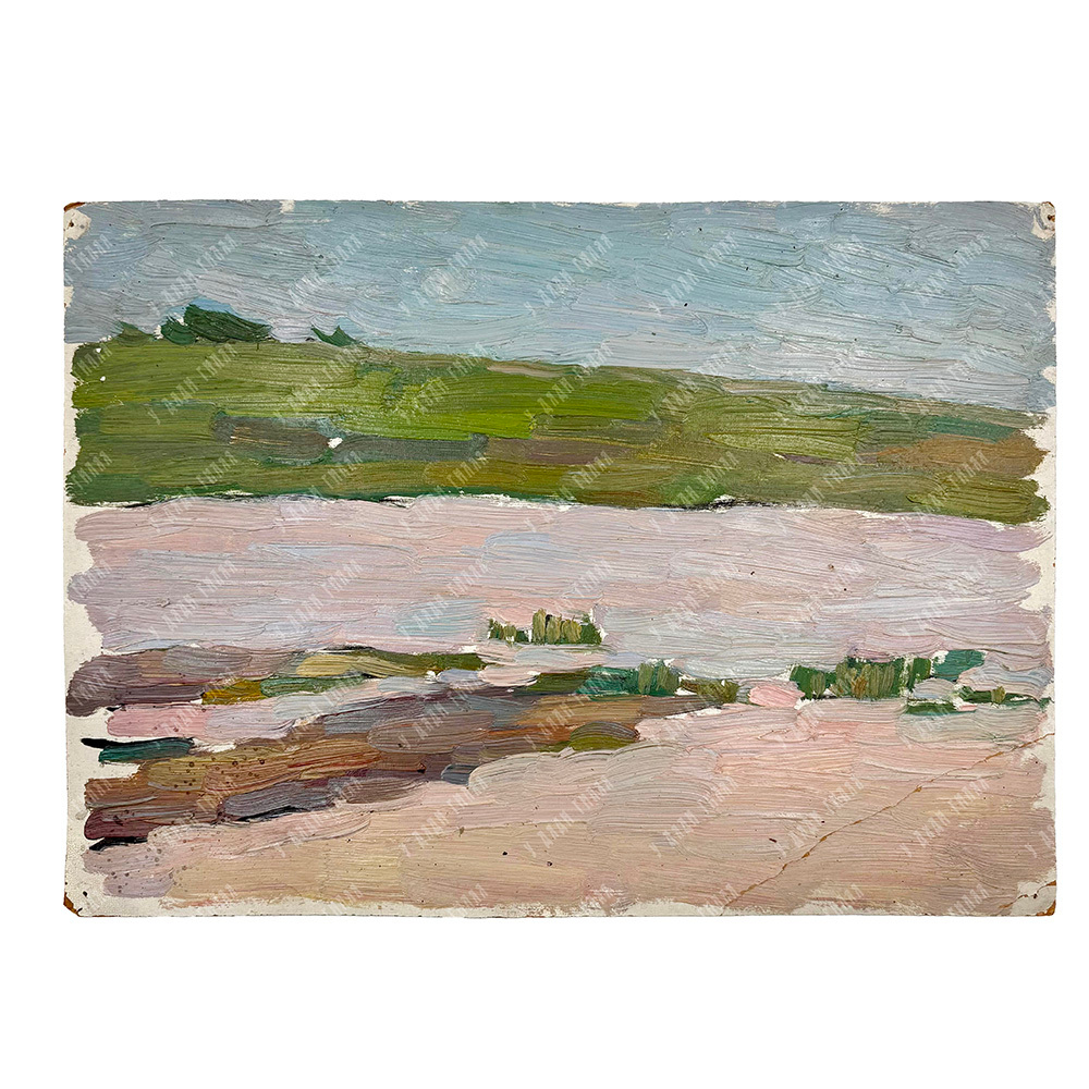 Динес Ю. С. Берег. Этюд. Картон, масло. 1950 г.