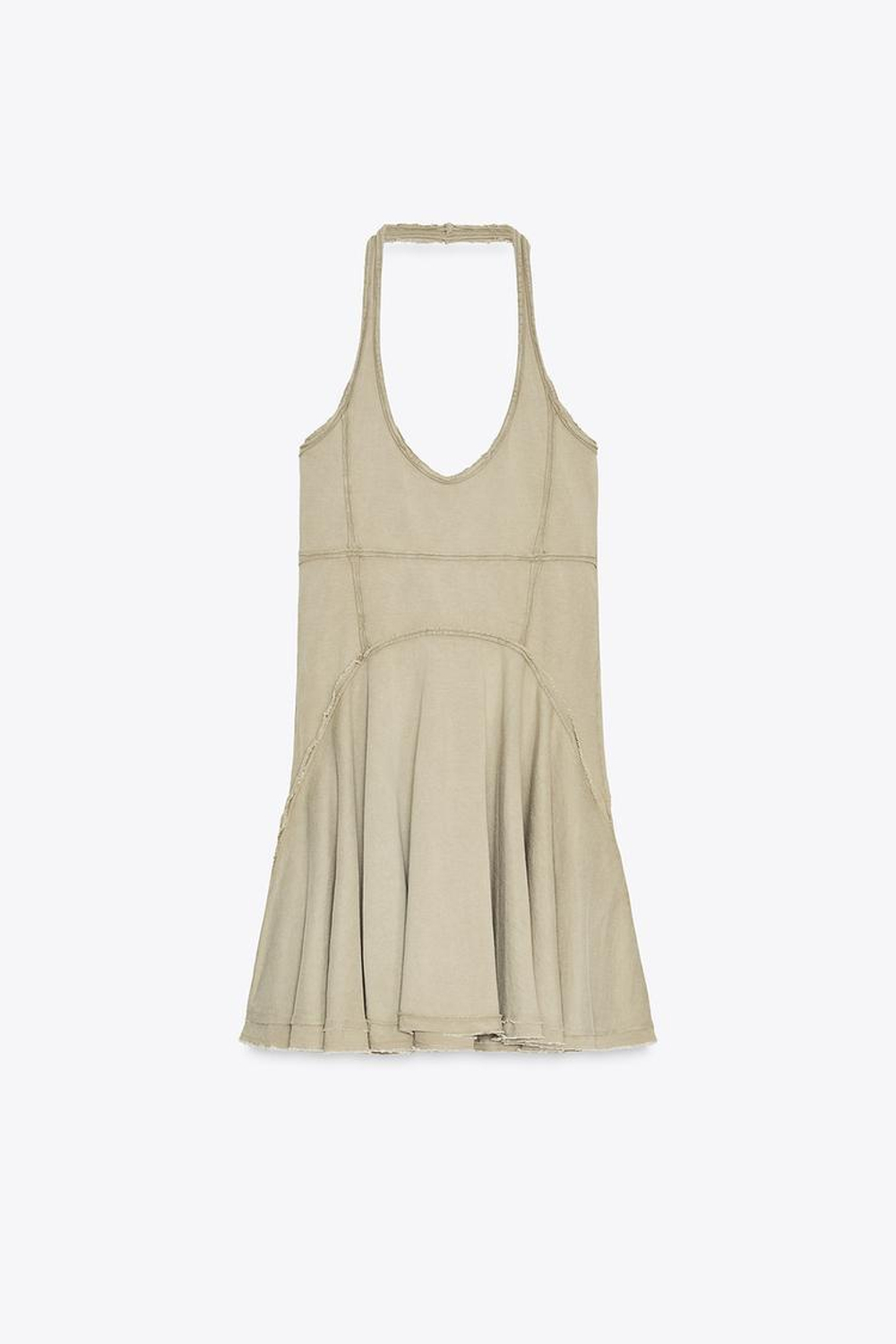 ZARA ПЛАТЬЕ В СТИЛЕ ГОДЕ, СВЕТЛЫЙ ХАКИ