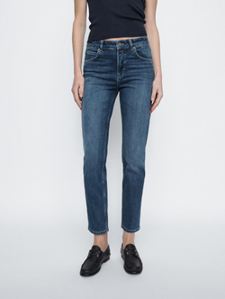 Massimo Dutti Укороченные зауженные джинсы со средней посадкой, синий