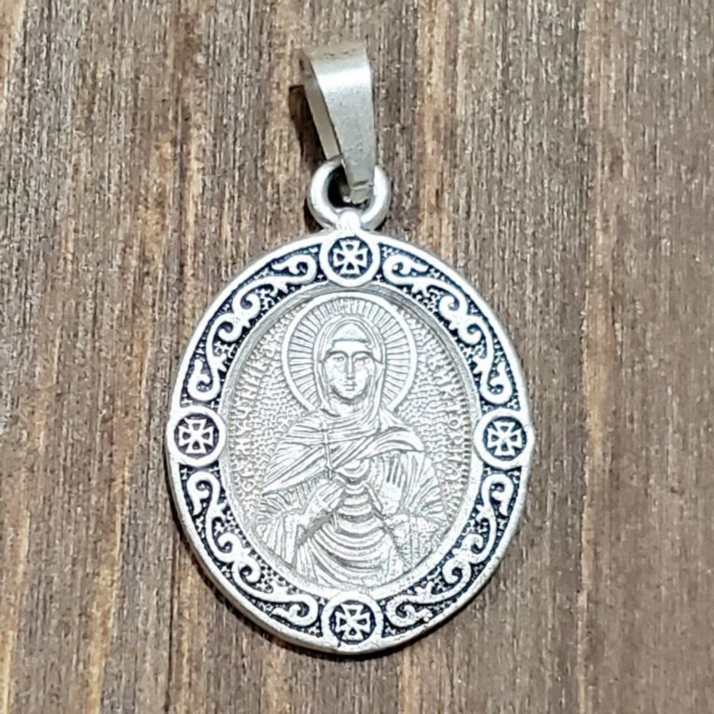 Нательная именная икона святая Виктория (Ника) с серебрением кулон медальон с молитвой
