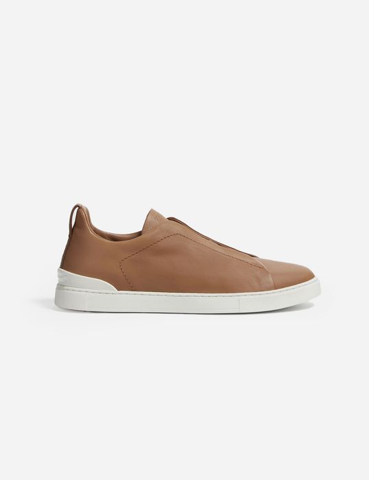 Zegna Stitch Secondskin Sneakers Dark Beige