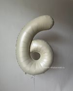 К Шар 32''81 см "Цифра 6" Белый песок Сатин (БГ-60)