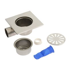 Трап горизонтальный TIM нержавеющая сталь с угловым выпуском 50мм 150*150мм 39423