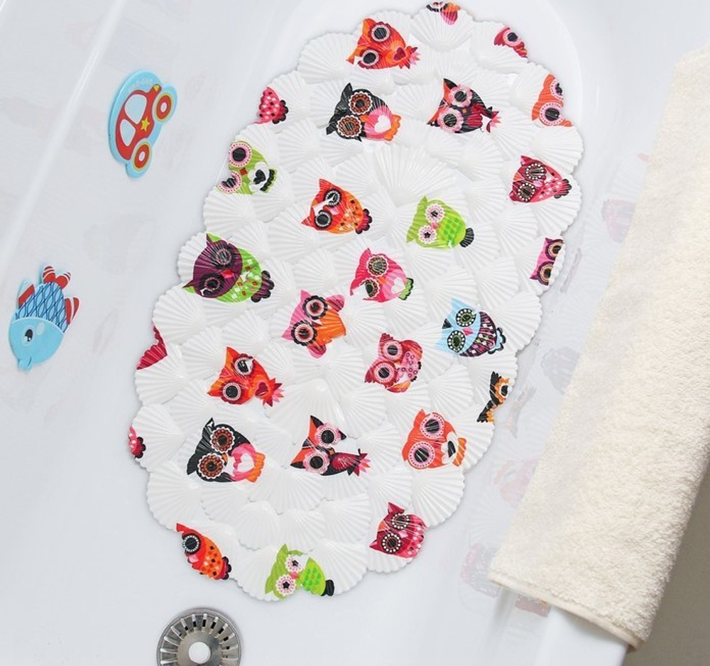 Коврик для ванны 68 × 38 см "Совушки" 3904367