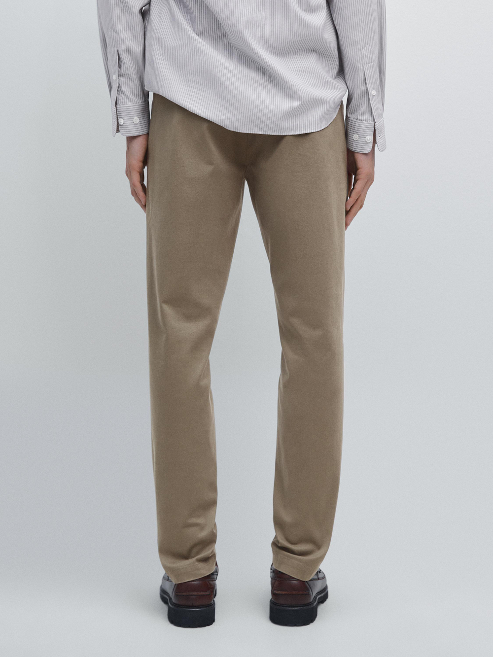 Massimo Dutti Зауженные брюки из саржи, коричневый