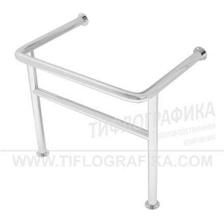Поручень опорный для раковины, настенно-напольный, усиленный, нерж. сталь, 750x730x550 мм, D38 мм
