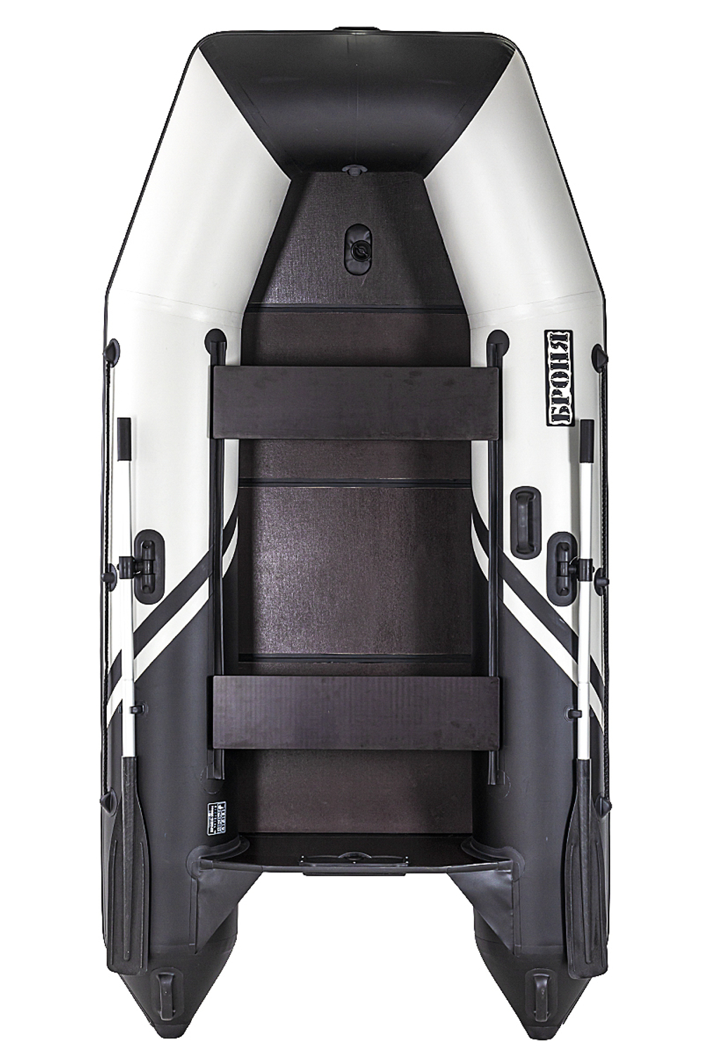 Броня-280 СК слань+киль белый-черный (лодка ПВХ под мотор с усилением)