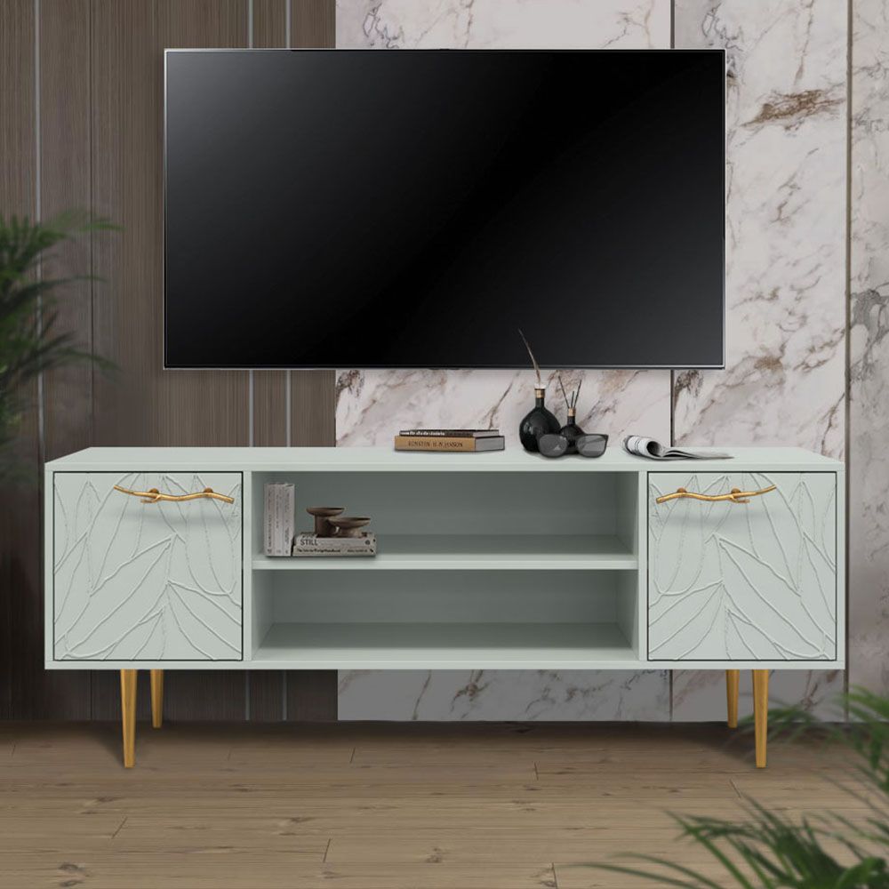 Тумба под ТВ Арт Колор leaves 155см Стайл Голд Серый дым