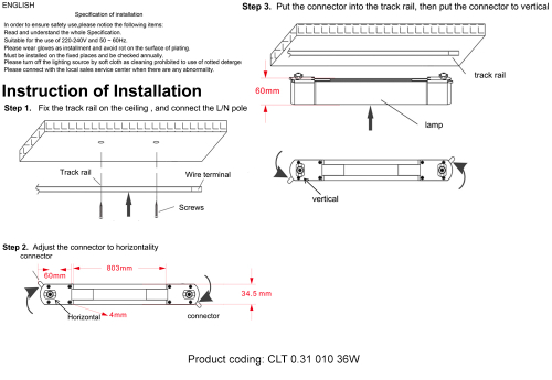 Светильник однофазный Crystal Lux CLT 0.31 010 36W BL M4000К