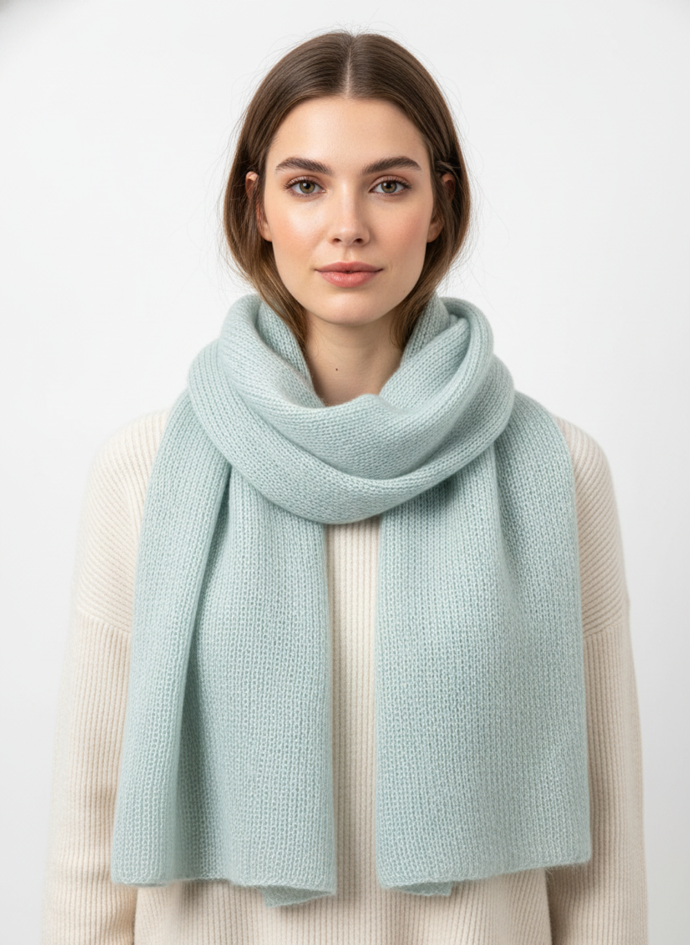 Шарф из кид мохера на шелке, ментоловый