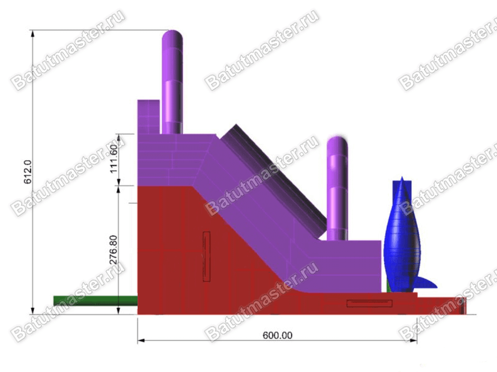 Коммерческий надувной батут "Новая ракета" 8*5*6 м