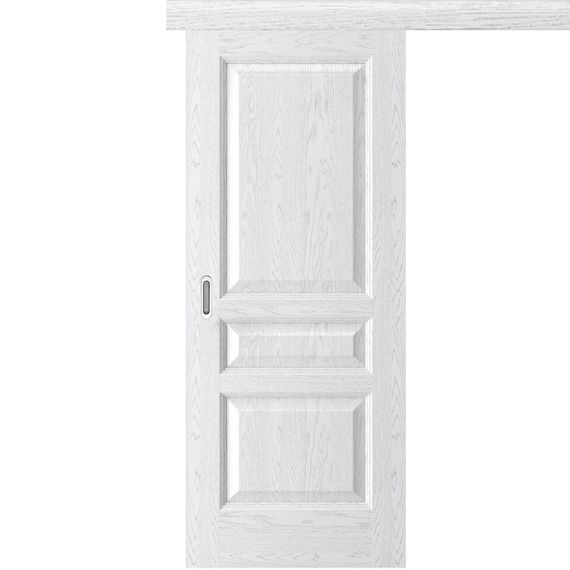 Фото одностворчатой двери купе Атлант 2 ясень белая эмаль без стекла
