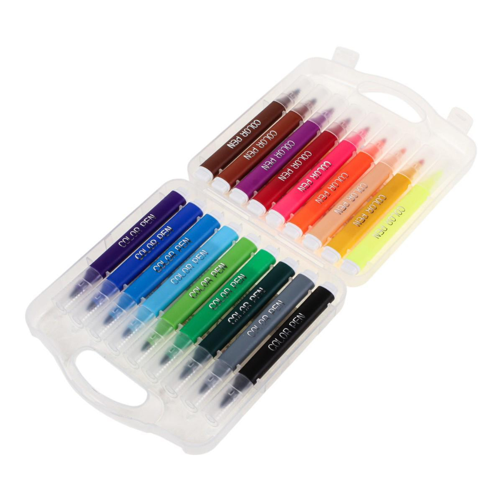 Фломастеры "Корги" в чемоданчике 18 цветов трехгранные смываемые