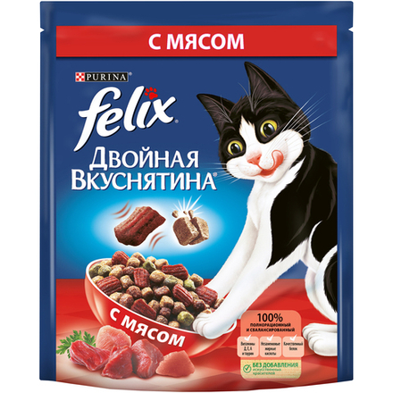 Влажный корм FELIX Двойная Вкуснятина с говядиной и домашней птицей 75г