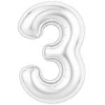 Шар фольгированный Цифра 3 101 см (Белый)