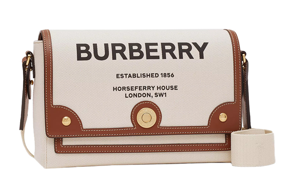 Burberry Horseferry Print Canvas Note Crossbody Bag Natural/Tan