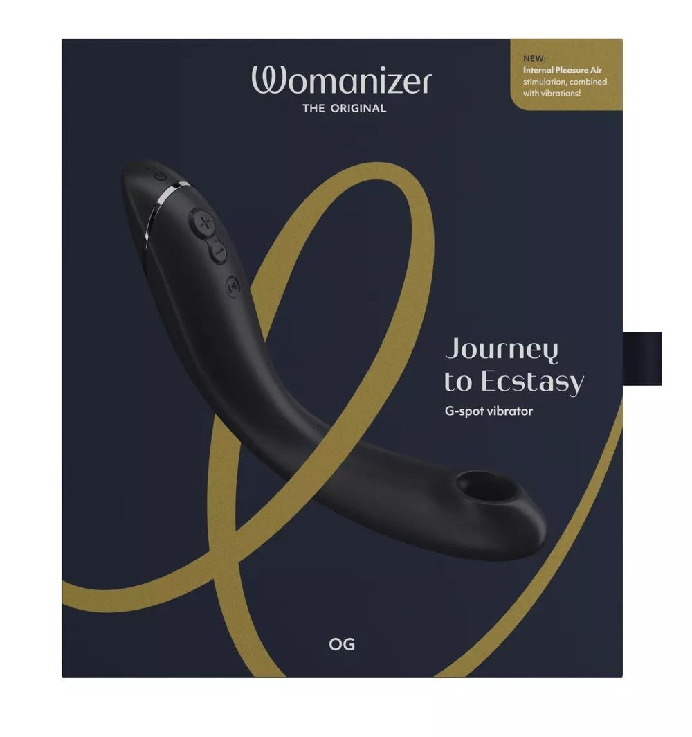 Темно-серый стимулятор G-точки Womanizer OG c технологией Pleasure Air и вибрацией - 17,7 см.