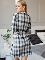 Клетчатый домашний халат из мягкого трикотажа с лёгким ворсом (Размер: XL) (Цвет: разноцветный)