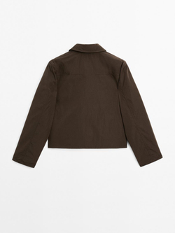 Massimo Dutti Укороченная стеганая куртка с обтяжными пуговицами, коричневый