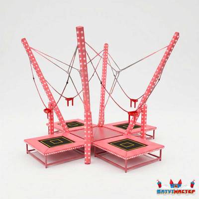 Банджи-батут «Розовый Скай-джамп», 4-местный, 6×6×4,5 м