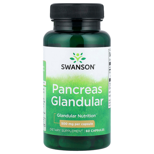 Swanson, Поджелудочная железа, 500 мг, 60 капсул