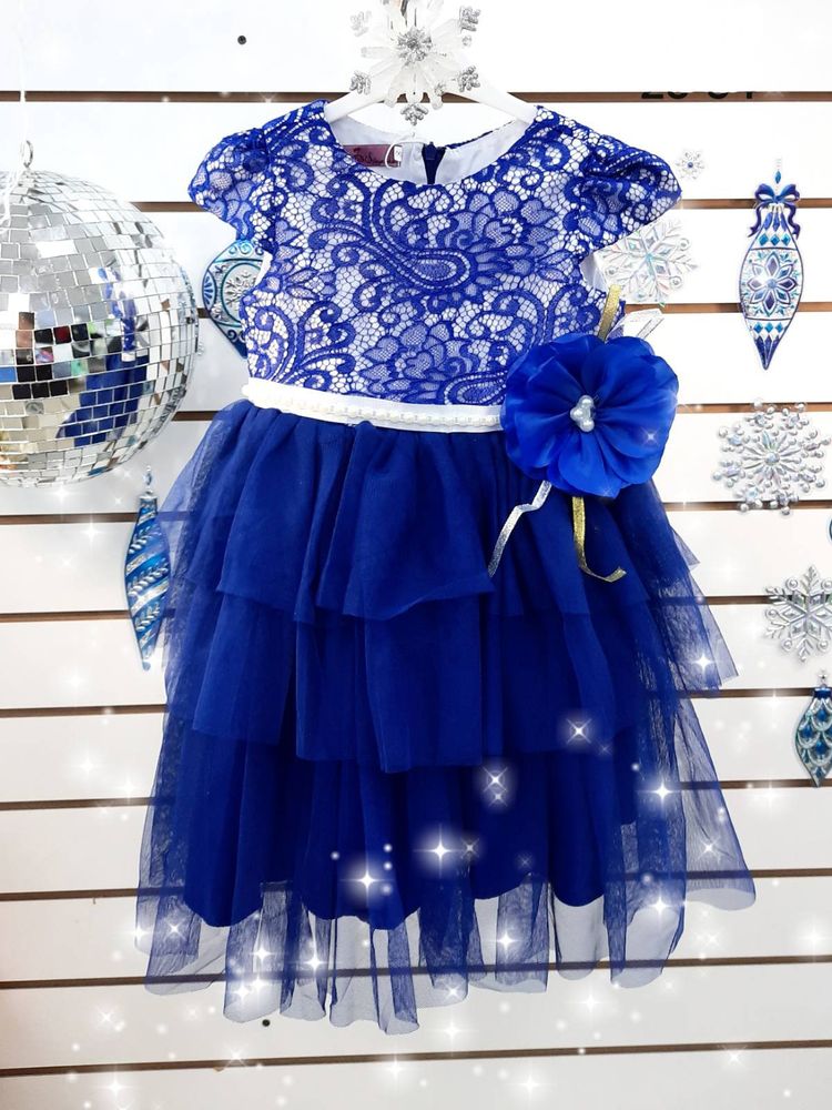 Платье для девочек нарядное пышное синее