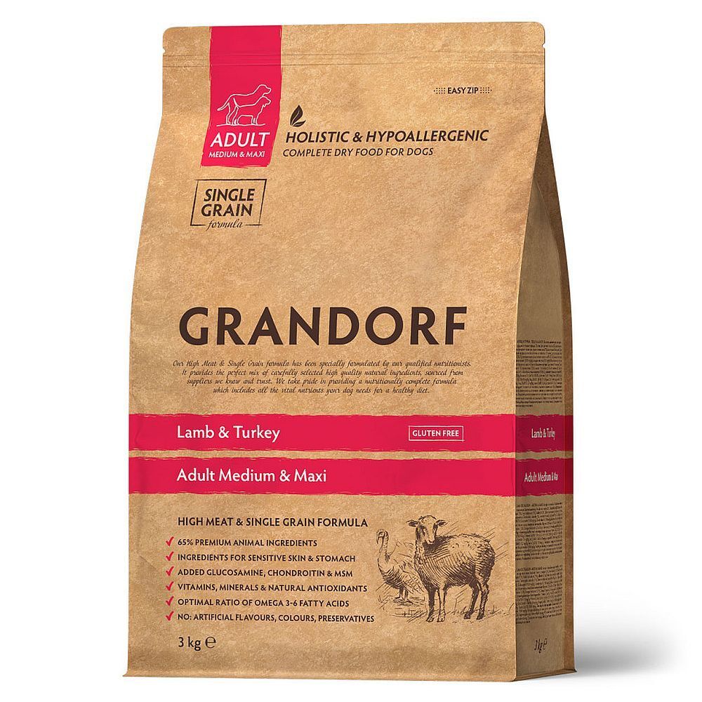 *GRANDORF DOG Lamb&amp;Rice MEDIUM (ягнёнок с рисом для собак средних пород)  3 кг.