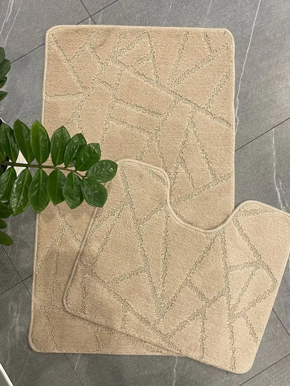 Комплект ковриков для ванной и туалета My Crystal ГЕОМЕТРИЯ Мозайка 50*80 и 40*50 бежевый