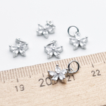 Подвеска Цветок, цвет серебро+прозрачный, размер 10*8 мм, цена за 1 шт