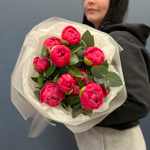 Букет "пион Корал Сансет и эвкалипт" #72