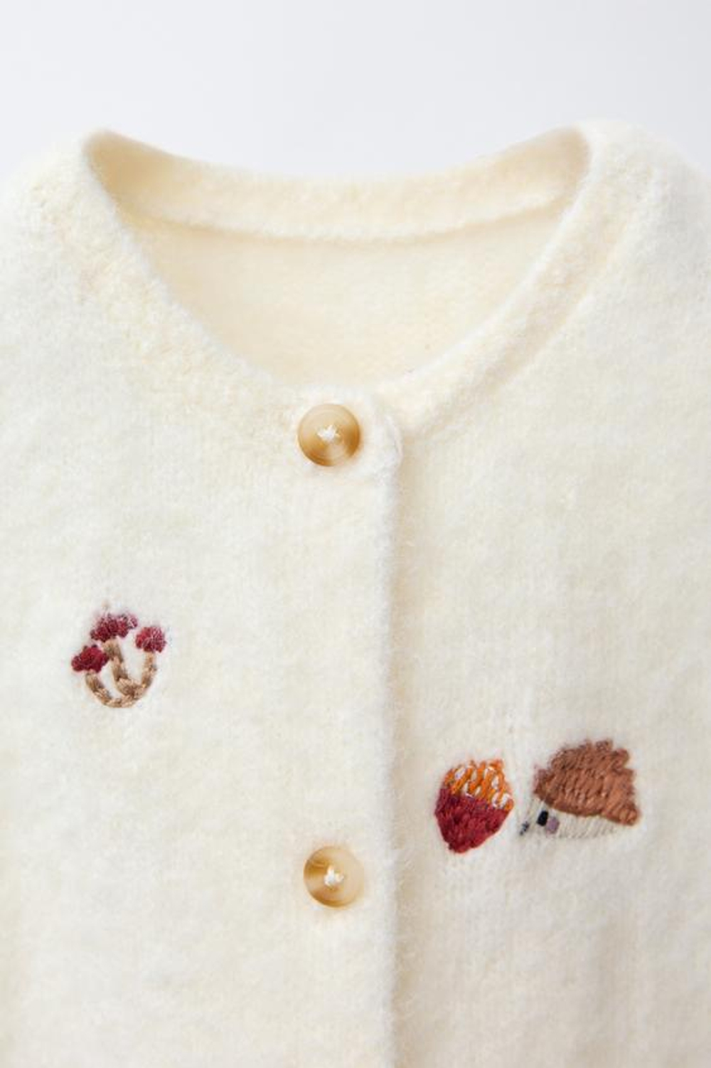 ZARA ТРИКОТАЖНЫЙ КОМБИНЕЗОН С ВЫШИВКОЙ «ЕЖИКИ», ЭКРЮ