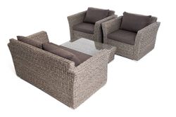 "Капучино сингл" лаунж-зона из искусственного ротанга (гиацинт), цвет серый