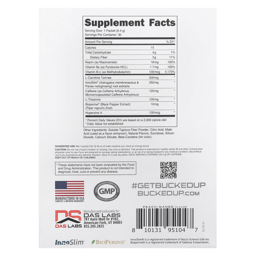 Bucked Up, Babe Boost, персик и манго, 30 пакетиков по 6,4 г (0,2 унции)