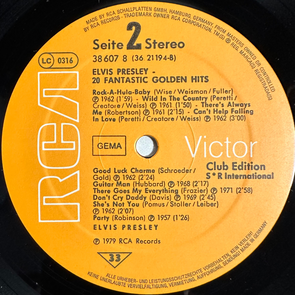 Elvis - 20 Fantastic Golden Hits (Германия 1979г.)