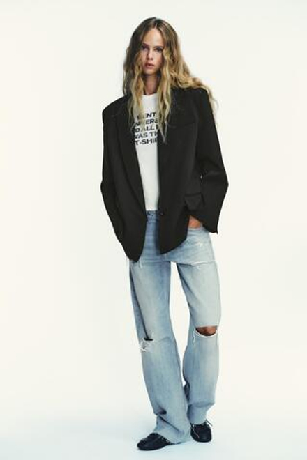 ZARA БАЗОВЫЙ БЛЕЙЗЕР OVERSIZE, ЧЕРНЫЙ