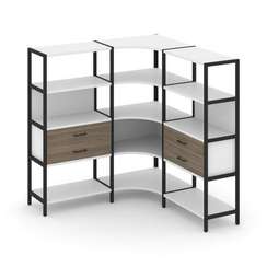 Shelf System Трехсекционный угловой стеллаж четырехярусный с ящиками SN.STMU-431 Белый/Вяз Благородн