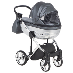 Детская коляска Adamex Chantal Star Collection 2 в 1 STAR103 (Т.СЕР.ПЕРЛ.КОЖА+ХРОМ РАМА)