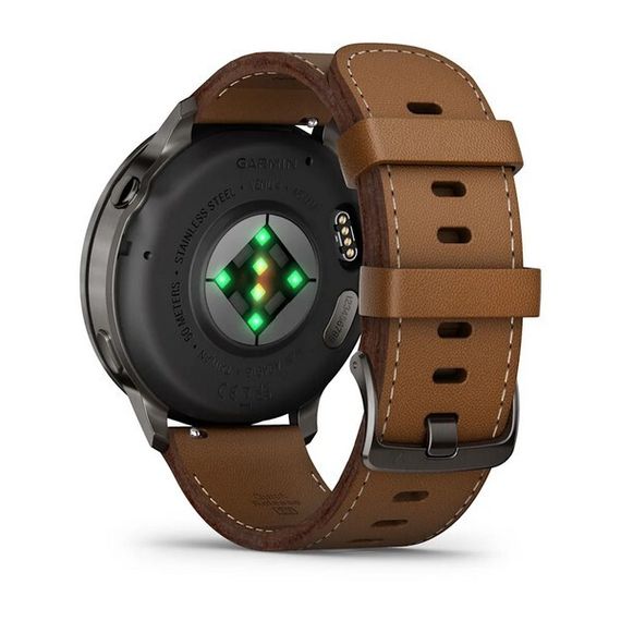 Garmin Venu 4 45 мм Slate with Black Silicone Band and Brown Leather Band (010-03014-03)