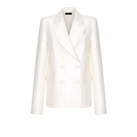 Жакет двубортный с отворотами из шелка