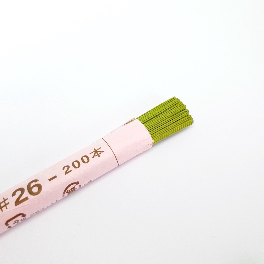 Проволока флористическая для цветов японская в бумажной оплетке №26 Зеленая, 200 шт. (толщина 0,5мм; длина 36 см)