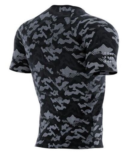 Мужская теннисная футболка Compressport Training Short Sleeve T-Shirt Camo Premium - черный