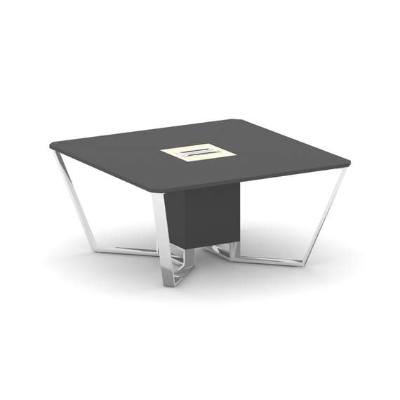 Steel Meet Стол переговорный квадратный MMK-PR.B.SP-08 Антрацит/Ваниль Глянец/Нержавеющая Сталь/Хром