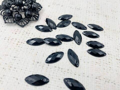 Стразы пришивные акрил, d 1,8х0,9 см, чёрный