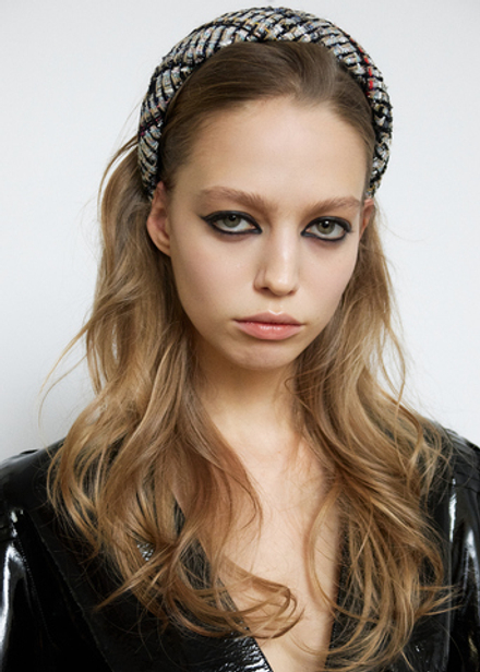 Твидовый ободок серый с цветными нитями